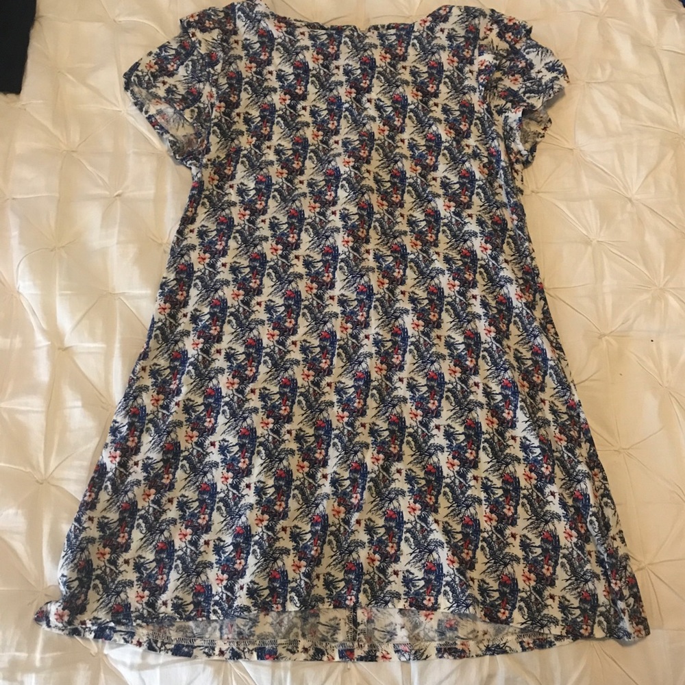 A blue and red patterned dress.